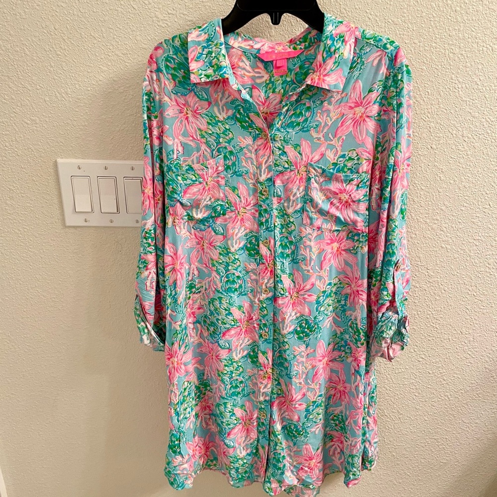 Lilly Pulitzer Natalie shirtdress swim coverup Small
